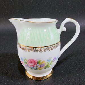 Royal Grafton Fine Bone China Porcelain Small Pitcher Creamer Floral Green VTG